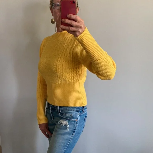 Bright Yellow Ribbed Long Sleeve Sweater - Picture 9 of 11
